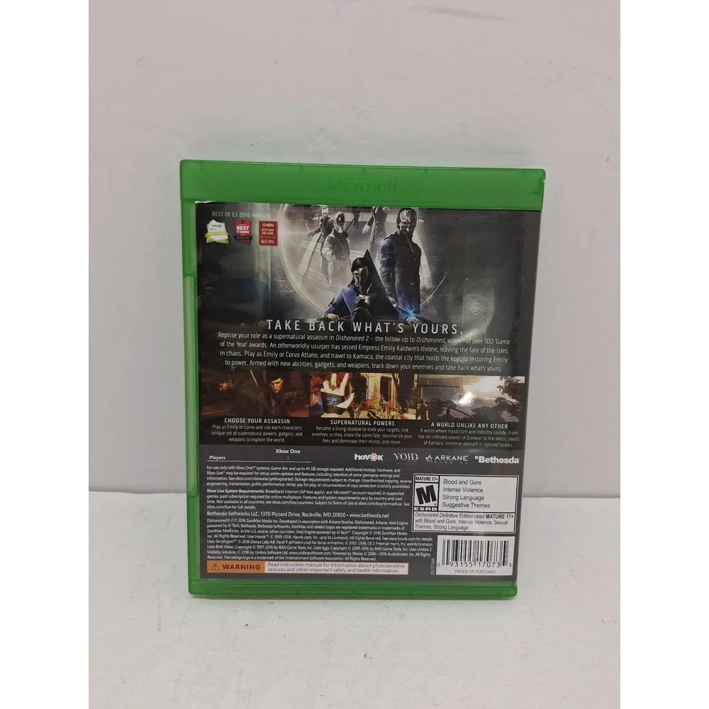 Dishonored 2 Limited Edition Xbox One Bethesda Arkane Studios Stealth Action